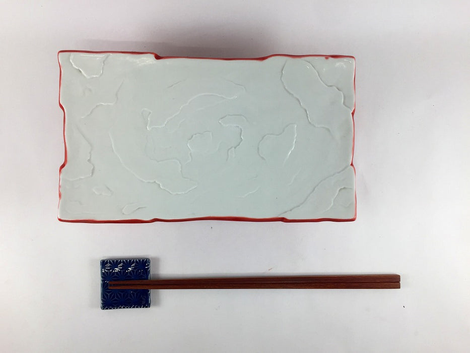 【SALE】雲彫足付焼皿(白.朱)　21cm　有田焼【訳あり】