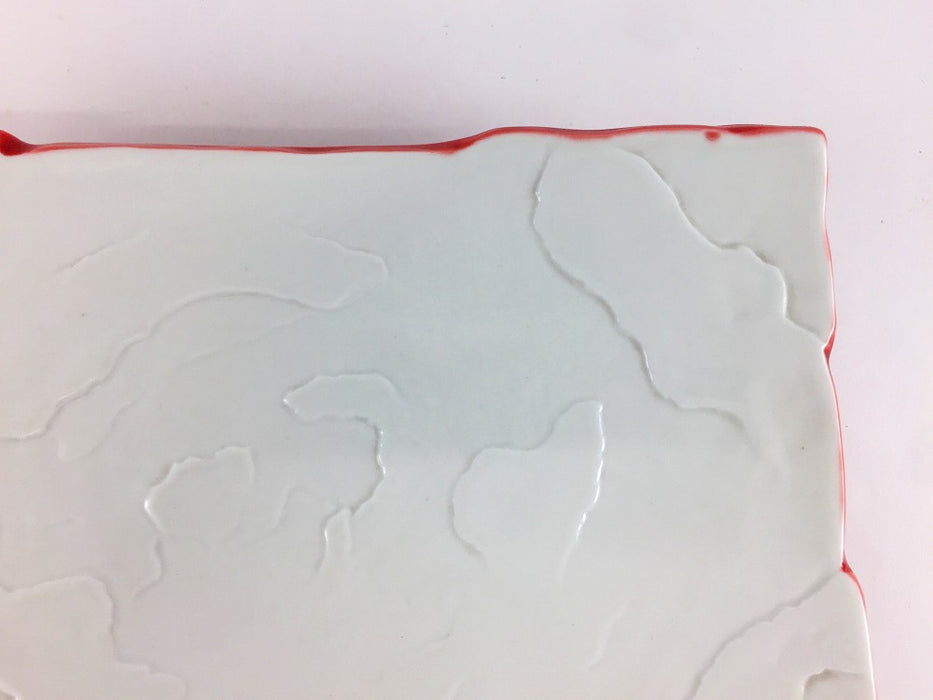 【SALE】雲彫足付焼皿(白.朱)　21cm　有田焼【訳あり】