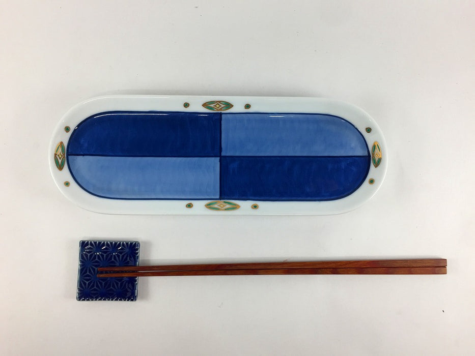 【SALE】七宝市松文.22cm楕円突出皿　有田焼【訳あり】