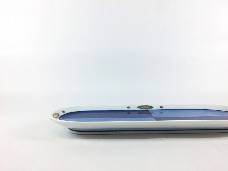 【SALE】七宝市松文.22cm楕円突出皿　有田焼【訳あり】