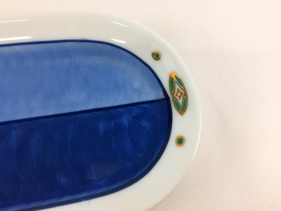 【SALE】七宝市松文.22cm楕円突出皿　有田焼【訳あり】