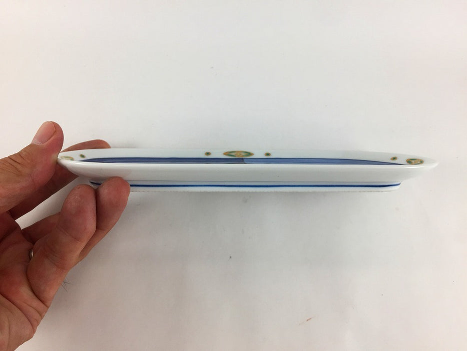 【SALE】七宝市松文.22cm楕円突出皿　有田焼【訳あり】