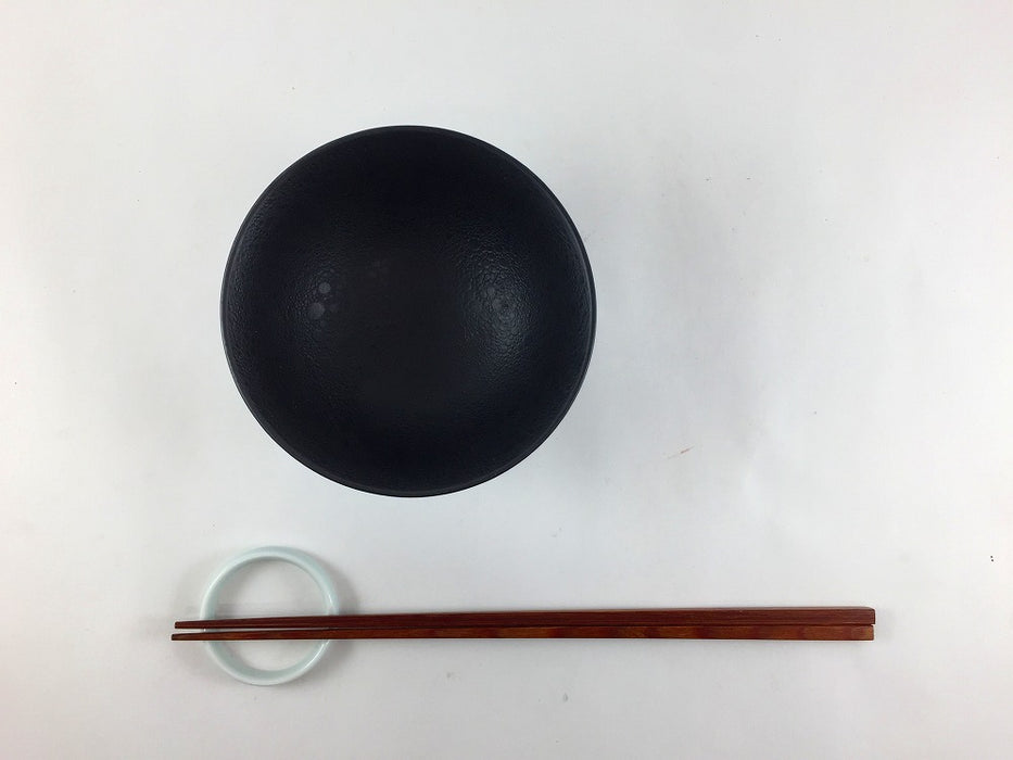 10.5cm飯碗　黒泡化粧　有田焼(j.R)