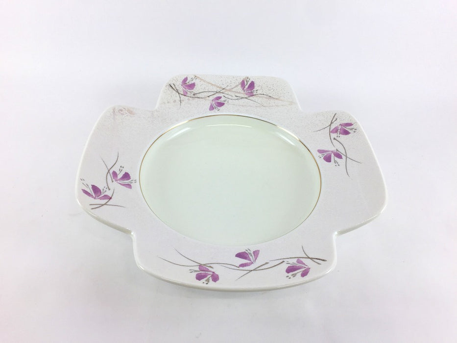 【SALE】ラスター紫小花四つ葉口変皿　21cm　有田焼【訳あり】