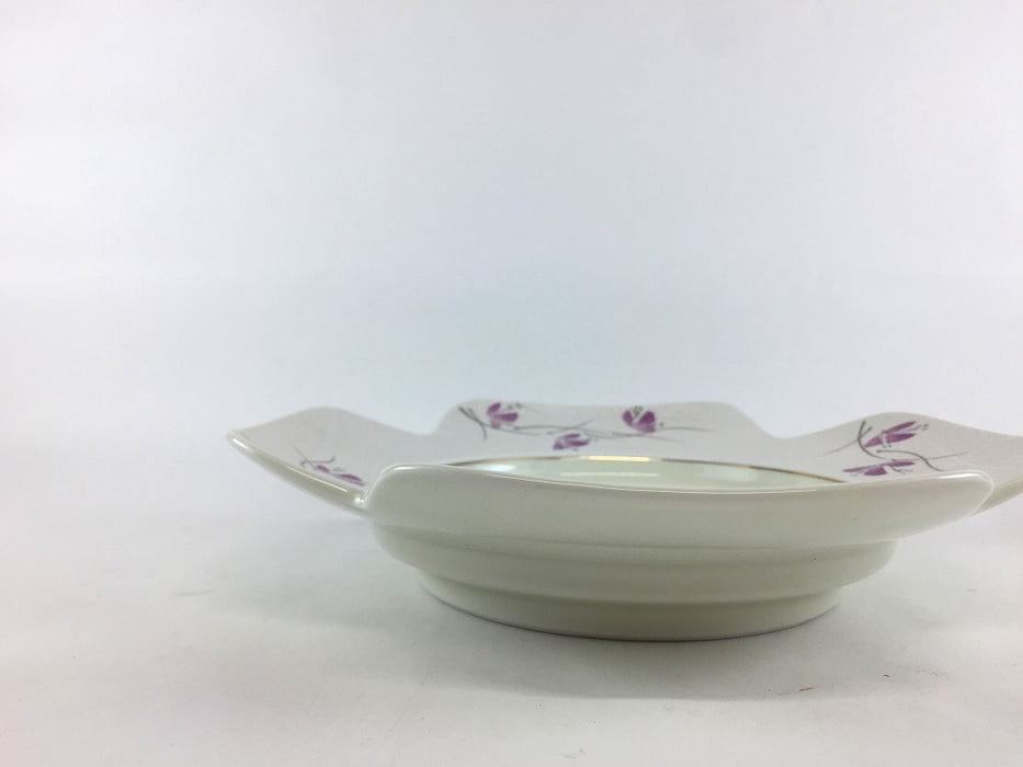 【SALE】ラスター紫小花四つ葉口変皿　21cm　有田焼【訳あり】