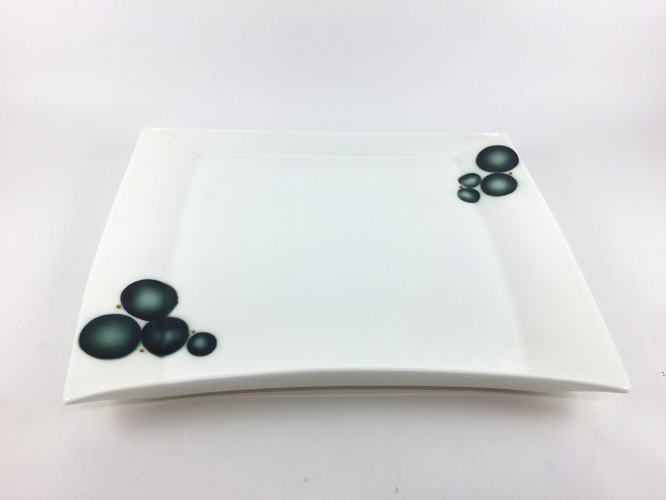 【SALE】分銅9寸皿黒シャボン金点　28cm　有田焼【訳あり】