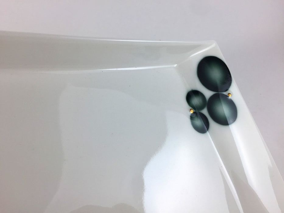 【SALE】分銅9寸皿黒シャボン金点　28cm　有田焼【訳あり】