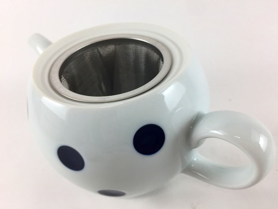 【SALE】ドットポット　(紺/白)　290cc　波佐見焼【訳あり】