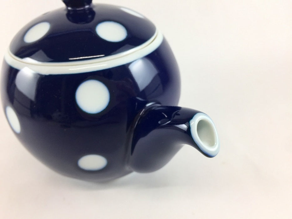 【SALE】ドットポット　(紺/白)　290cc　波佐見焼【訳あり】