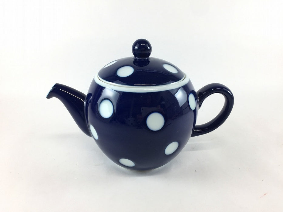 【SALE】ドットポット　(紺/白)　290cc　波佐見焼【訳あり】