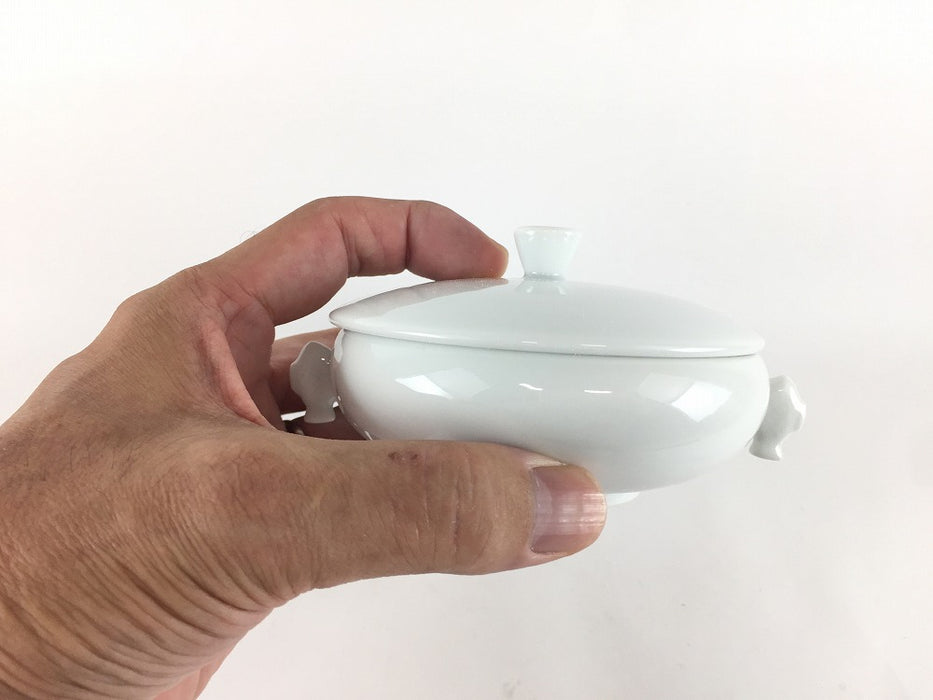 11cm平ミニ蓋物(150cc)白磁　有田焼原重窯(j.R)