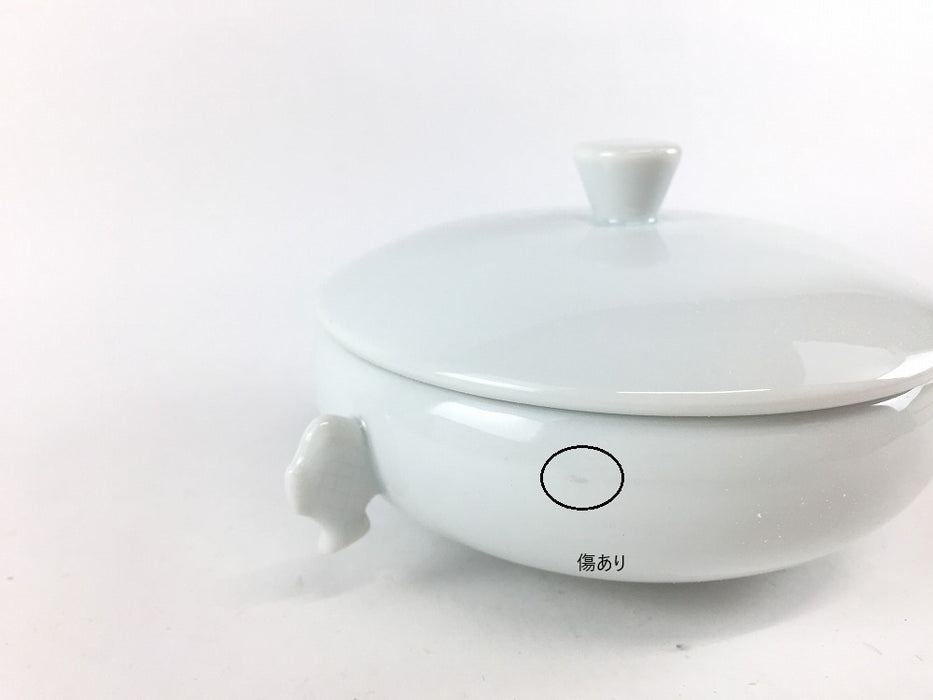 【SALE】11cm平ミニ蓋物(150cc)白磁　有田焼【訳あり】