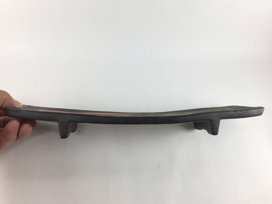 【SALE】34cm足付細長皿.虹色　有田焼【訳あり】