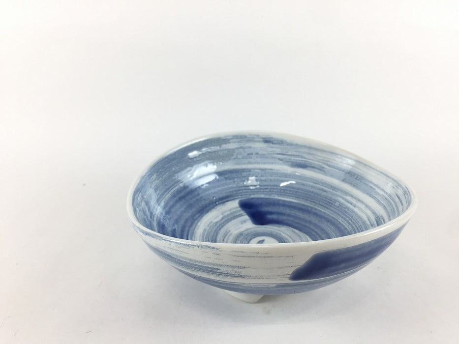 【SALE】12cm三ツ足楕円小鉢.瑠璃刷毛　有田焼【訳あり】