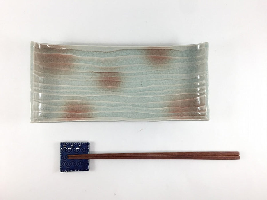 【SALE】23cm両上り長皿.オレンジ貫入　有田焼【訳あり】