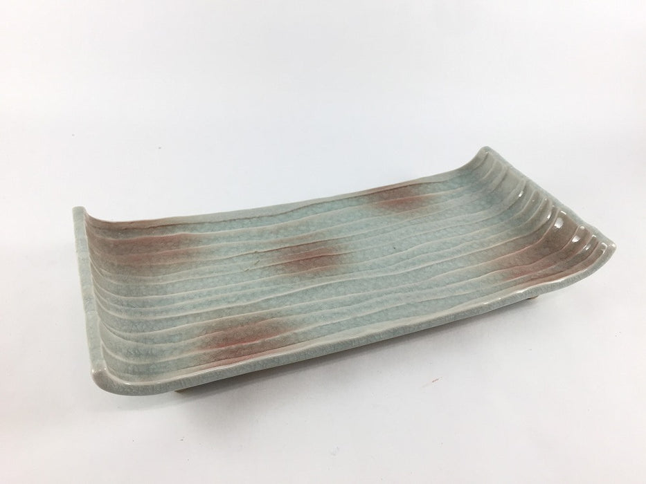 【SALE】23cm両上り長皿.オレンジ貫入　有田焼【訳あり】