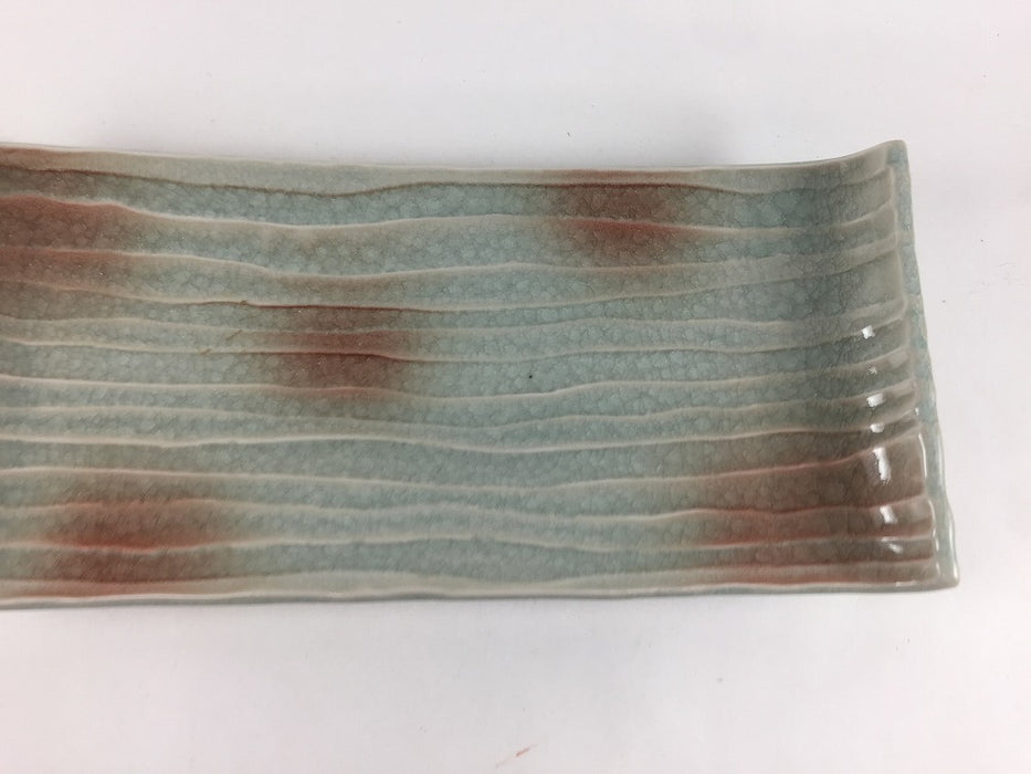 【SALE】23cm両上り長皿.オレンジ貫入　有田焼【訳あり】