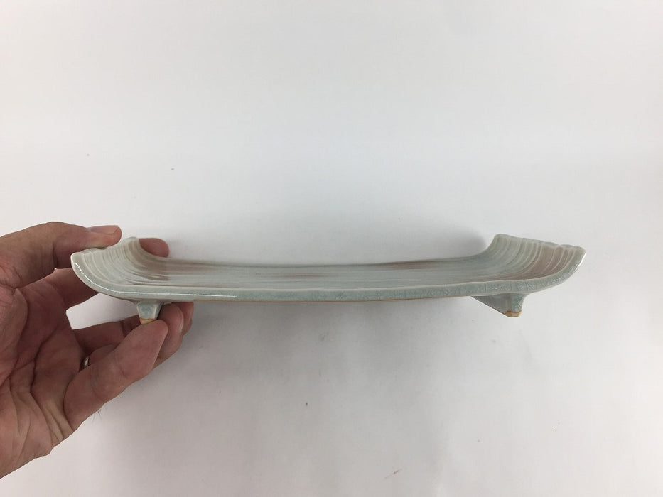 【SALE】23cm両上り長皿.オレンジ貫入　有田焼【訳あり】