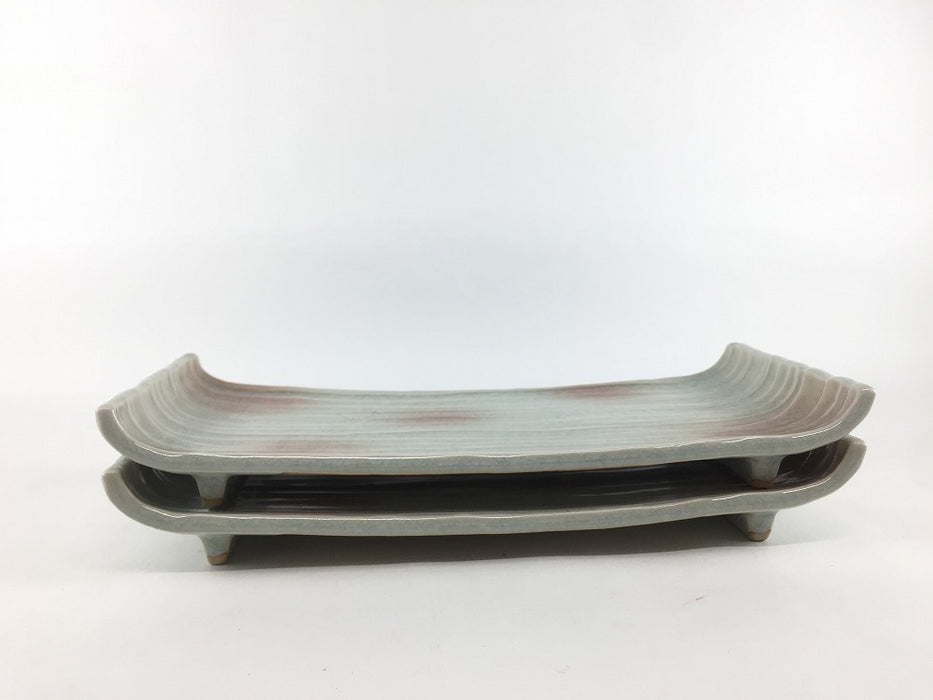 【SALE】23cm両上り長皿.オレンジ貫入　有田焼【訳あり】