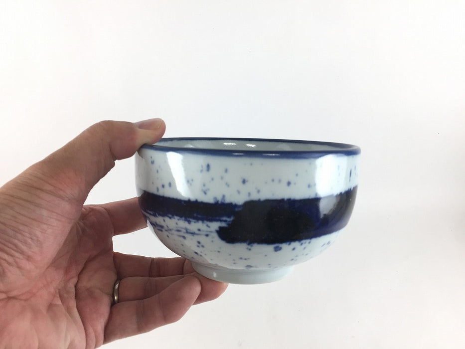 【SALE】13cm厚渕丸丼(400cc)吹墨刷毛　美濃焼【訳あり】