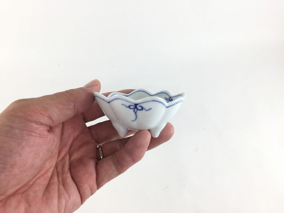 【SALE】花三足珍味.青瓔珞　8cm　波佐見焼【訳あり】