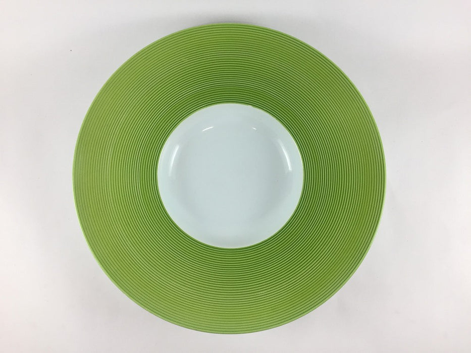 【SALE】240パスタ皿.黄緑駒筋彫　24cm　有田焼【訳あり】