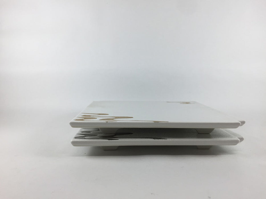 【SALE】板違角皿.白吹銀流水　19cm　有田焼【訳あり】