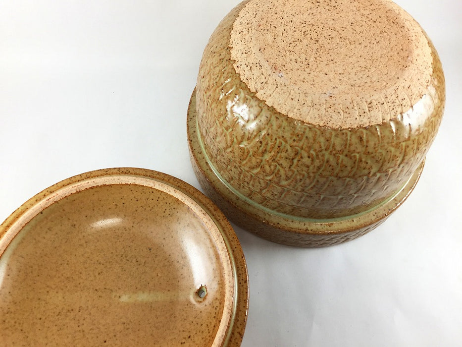 【直火可】3合飛び鉋彫ご飯鍋　鍋釉　21cm　有田焼(j.R)