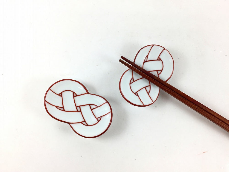 【SALE】結び箸置　赤線アワジ結び(A/B/C/D/E/F/G)　6cm　有田焼【訳あり】