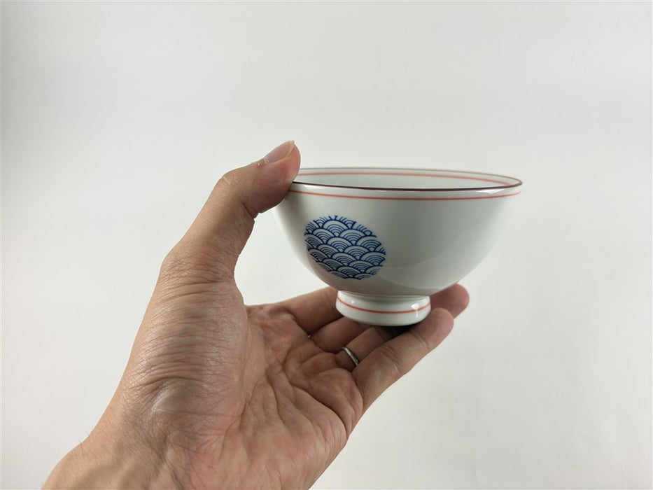 【SALE】飯茶碗.丸紋青海波　11.5cm　波佐見焼【訳あり】