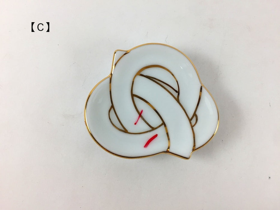 【SALE】結び箸置(金)　(A/B/C/D/E/F/G)　7cm　有田焼【訳あり】