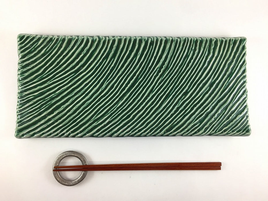 【SALE】320波板皿　織部　32cm　有田焼【訳あり】