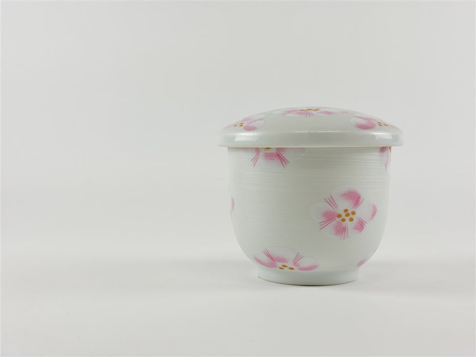 【SALE】筒蒸し(パール巻ピンク梅)　8cm　有田焼【訳あり】