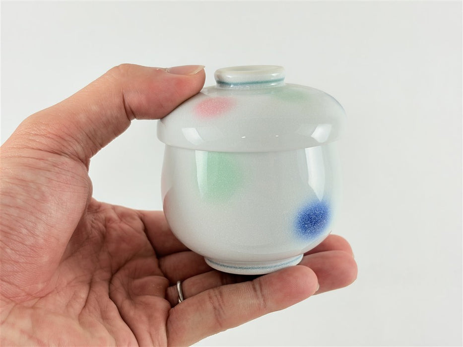 【SALE】ミニ蒸し碗(水玉)　7cm　有田焼【訳あり】