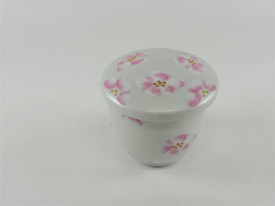 【SALE】筒蒸し(パール巻ピンク梅)　8cm　有田焼【訳あり】