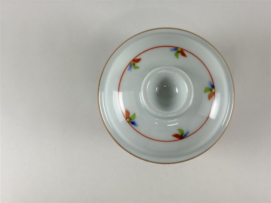 【SALE】K蒸し碗.朱帯小花　8cm　有田焼【訳あり】