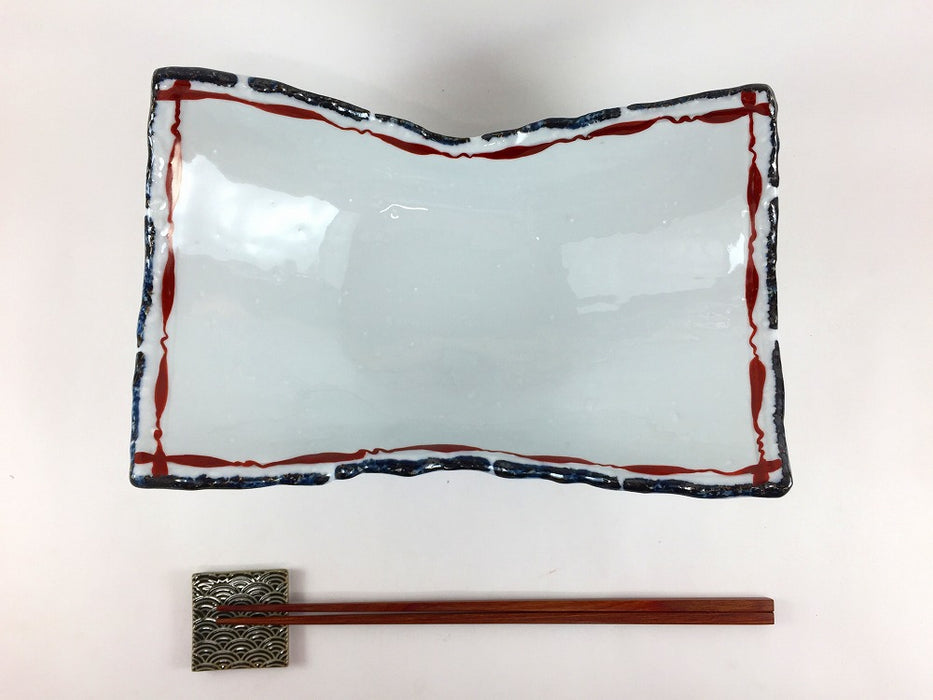 【SALE】兜鉢　黒赤手線　24cm　有田焼【訳あり】