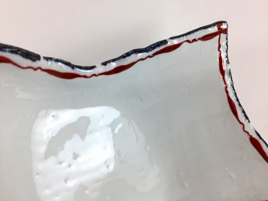 【SALE】兜鉢　黒赤手線　24cm　有田焼【訳あり】