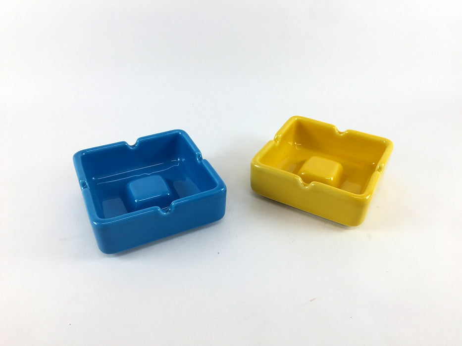 【SALE】角ミニ灰皿　(トルコ釉/山吹釉)　8cm　有田焼【訳あり】