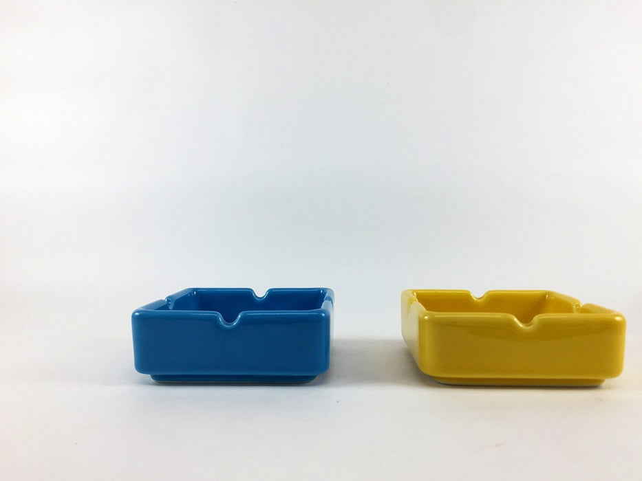 【SALE】角ミニ灰皿　(トルコ釉/山吹釉)　8cm　有田焼【訳あり】