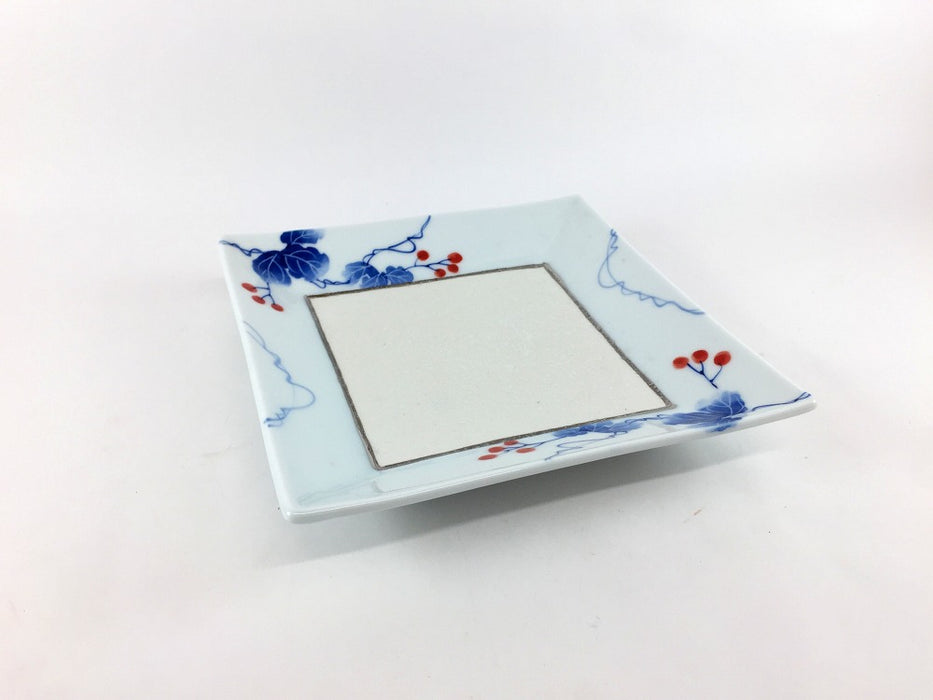 【SALE】16角皿　京青ツタ彩　16cm　有田焼【訳あり】