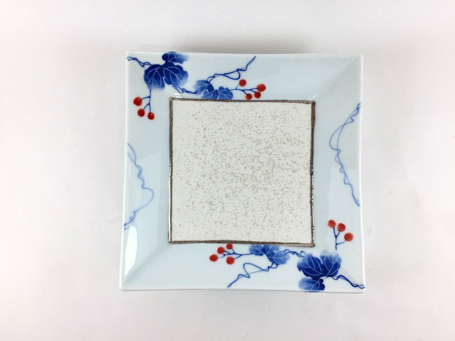 【SALE】16角皿　京青ツタ彩　16cm　有田焼【訳あり】