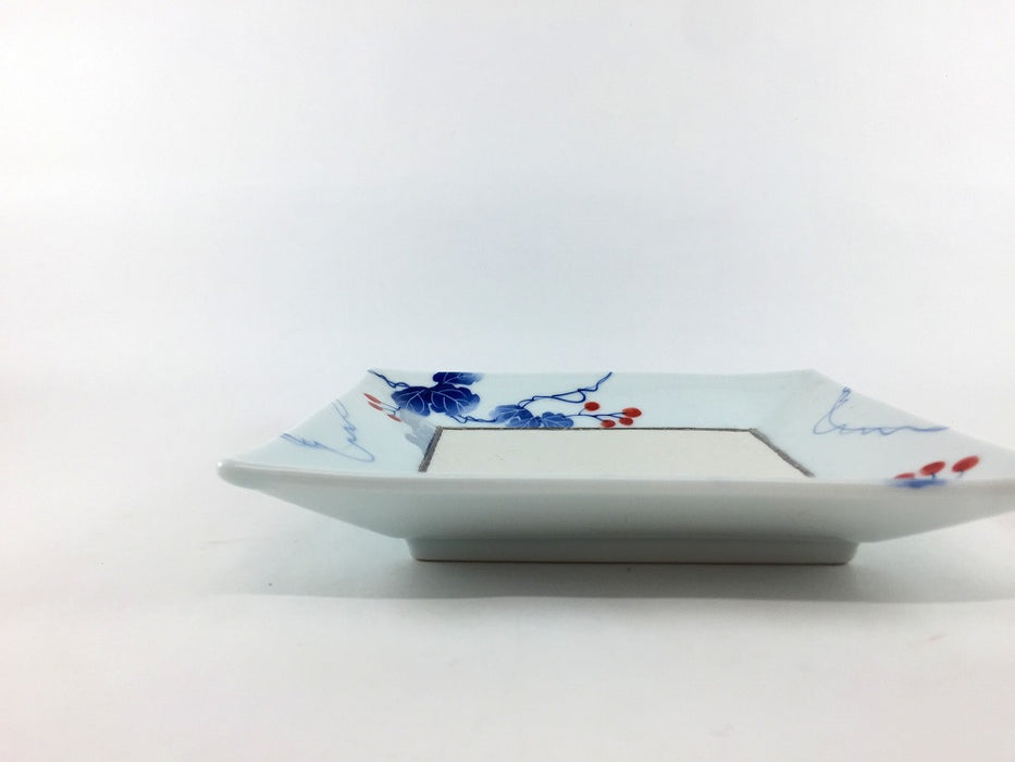 【SALE】16角皿　京青ツタ彩　16cm　有田焼【訳あり】