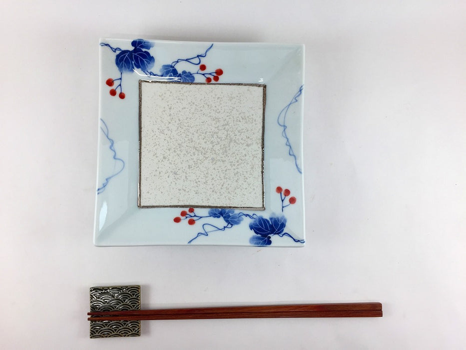 【SALE】16角皿　京青ツタ彩　16cm　有田焼【訳あり】