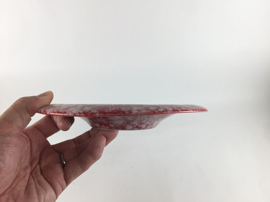 【SALE】21cmウェーブプレート.赤白マット　有田焼【訳あり】