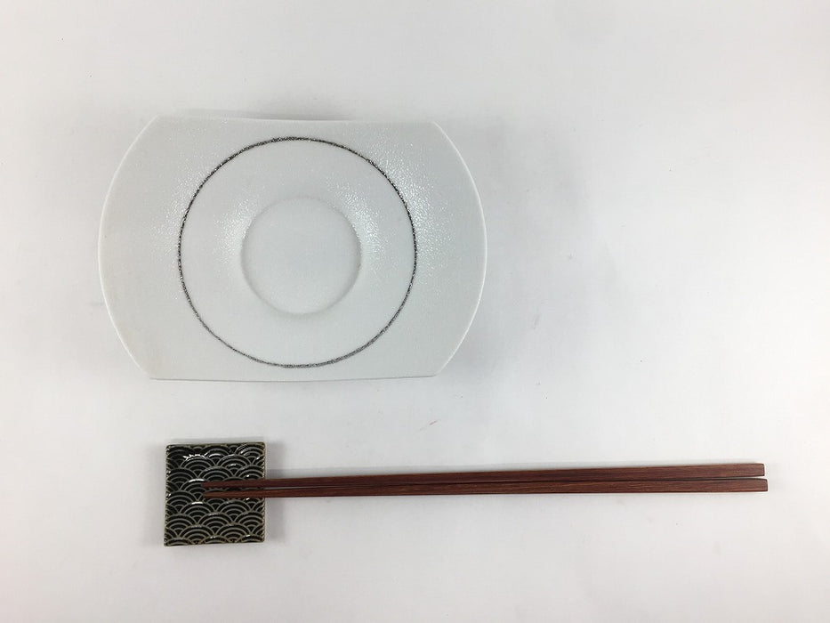 【SALE】小判段台皿.スノープラチナ　15cm　有田焼【訳あり】