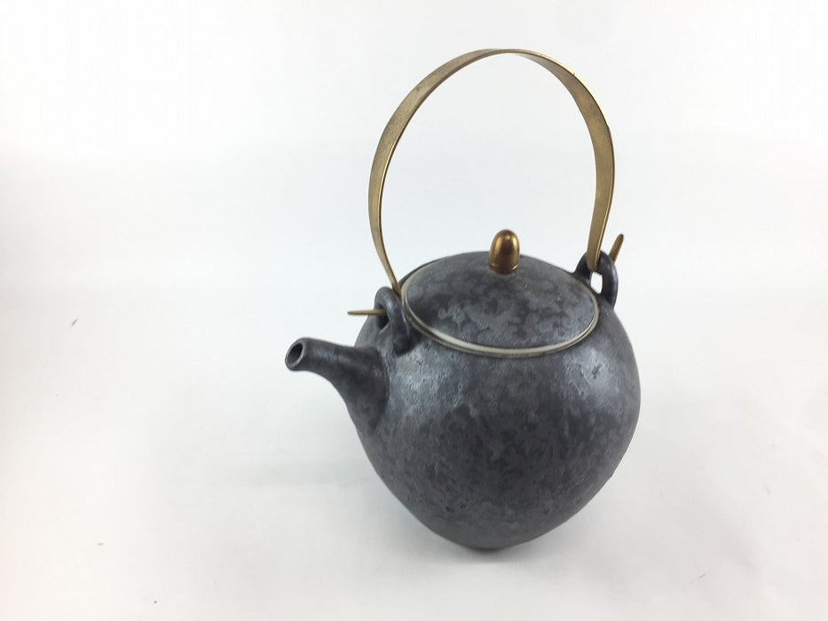 【SALE】550c土瓶.黒結晶ツマミ金(手真鋳)　11cm　有田焼【訳あり】