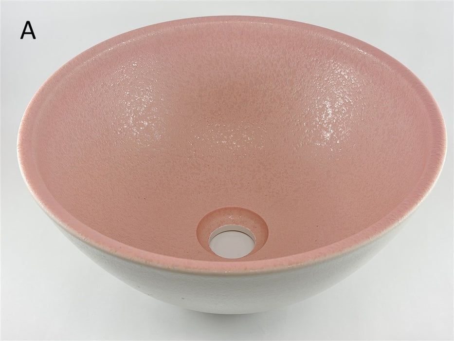 【SALE】32cm手洗い鉢.石焼内ﾋﾟﾝｸ (A/B)【金具別】【訳あり】(j.R)