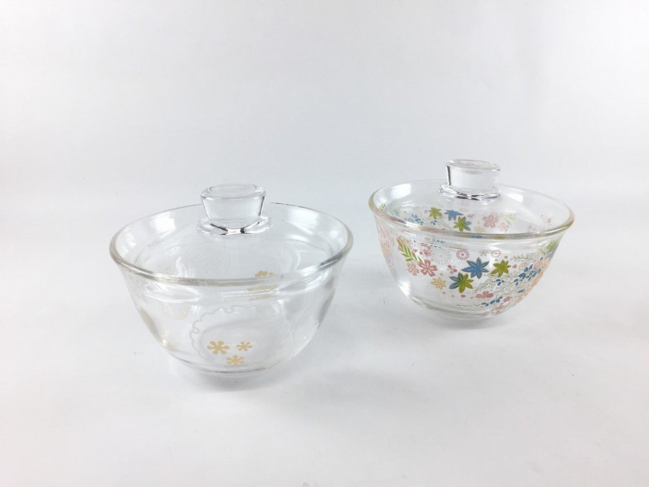 【SALE】100小蓋物　(雪輪/花ちらし)　(硝子)　10cm【訳あり】