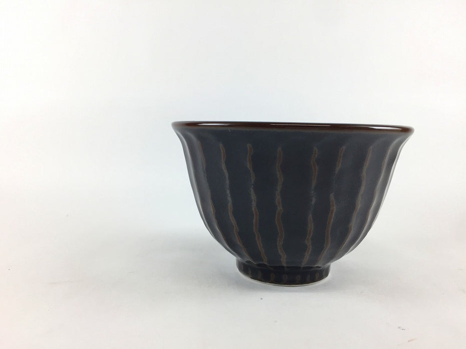 柚子黒天目　しのぎ飯碗　11.5cm　美濃焼 (j.R)